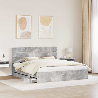 vidaXL Bed Frame with Drawer Concrete Grey 180 x 200 cm Engineer Wood