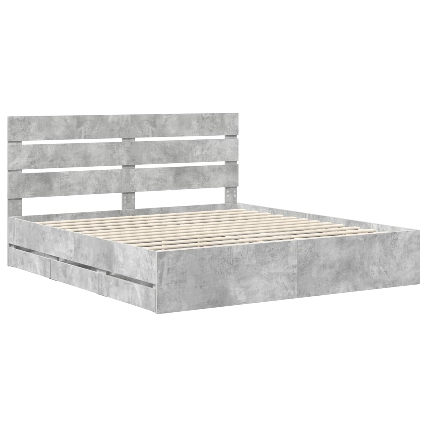 vidaXL Bed Frame with Drawer Concrete Grey 180 x 200 cm Engineer Wood