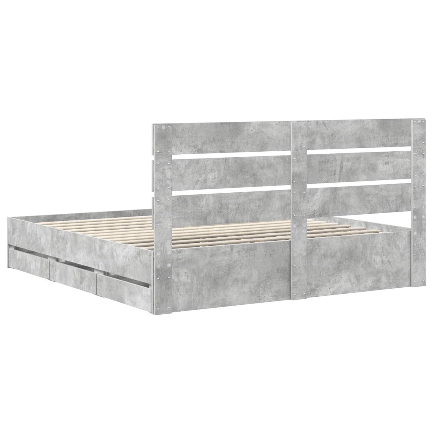 vidaXL Bed Frame with Drawer Concrete Grey 180 x 200 cm Engineer Wood