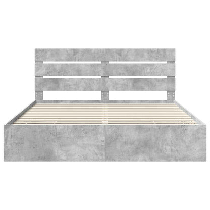 vidaXL Bed Frame with Drawer Concrete Grey 180 x 200 cm Engineer Wood