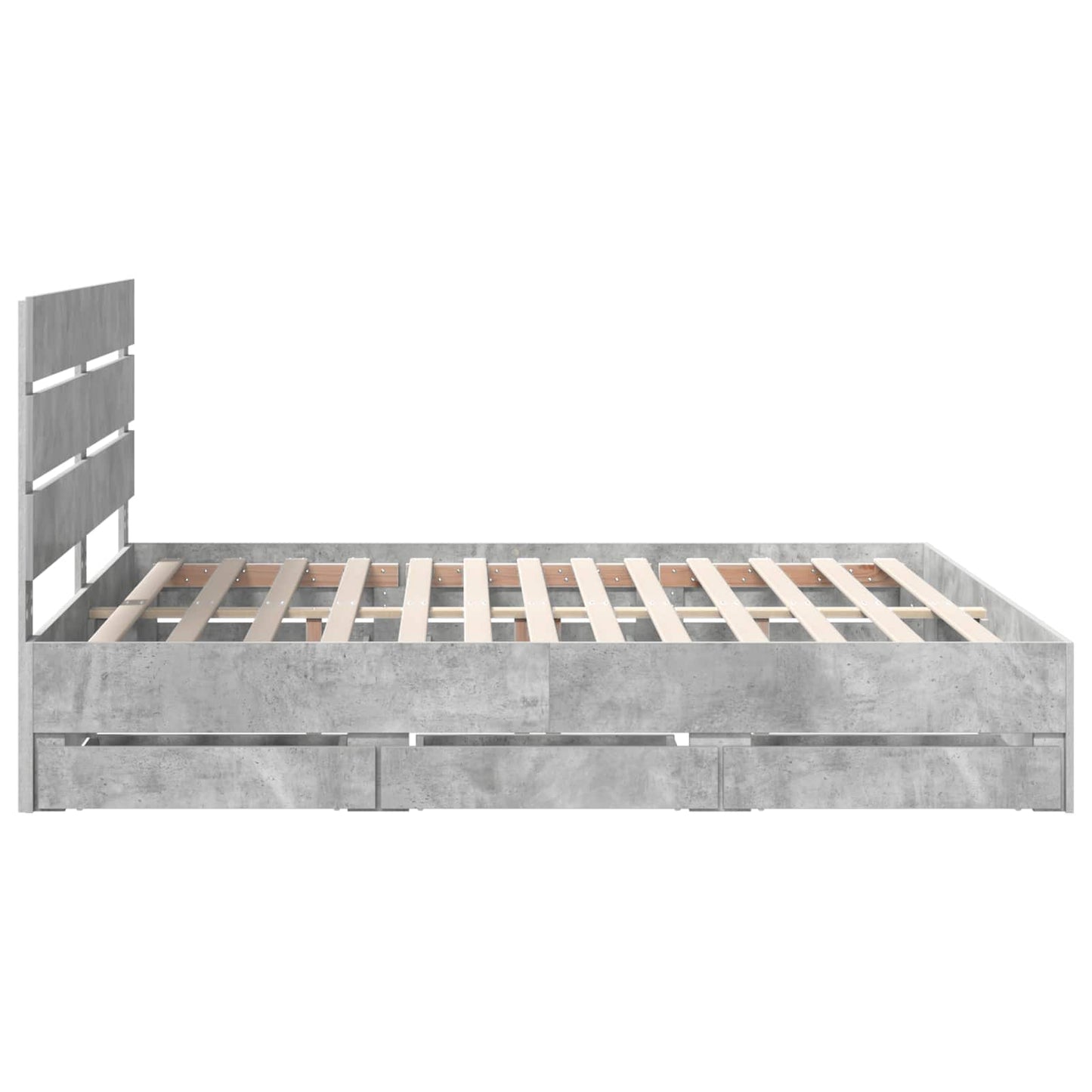vidaXL Bed Frame with Drawer Concrete Grey 180 x 200 cm Engineer Wood