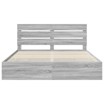 vidaXL Bed Frame with Drawer Grey Sonoma 180 x 200 cm Engineer Wood