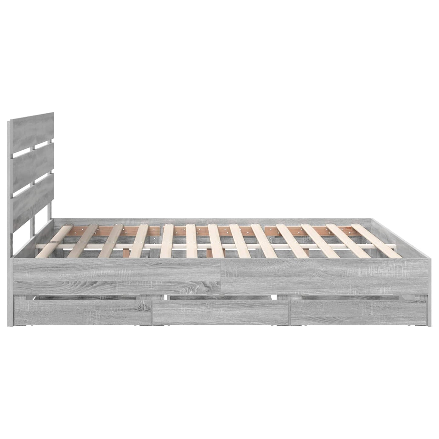 vidaXL Bed Frame with Drawer Grey Sonoma 180 x 200 cm Engineer Wood