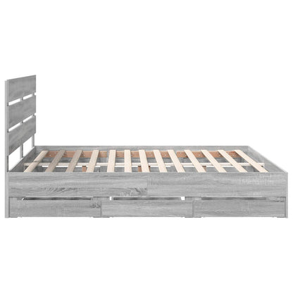 vidaXL Bed Frame with Drawer Grey Sonoma 180 x 200 cm Engineer Wood