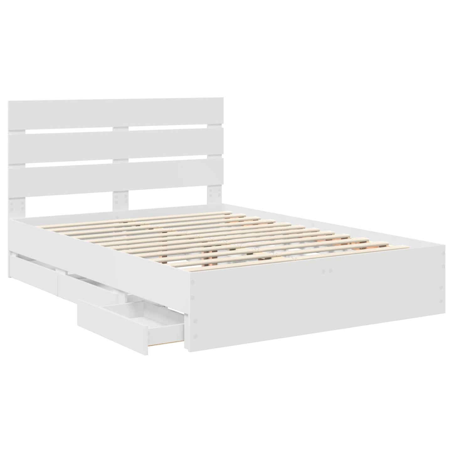 vidaXL Bed Frame with Drawer White 160 x 200 cm Engineer Wood