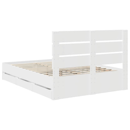 vidaXL Bed Frame with Drawer White 160 x 200 cm Engineer Wood