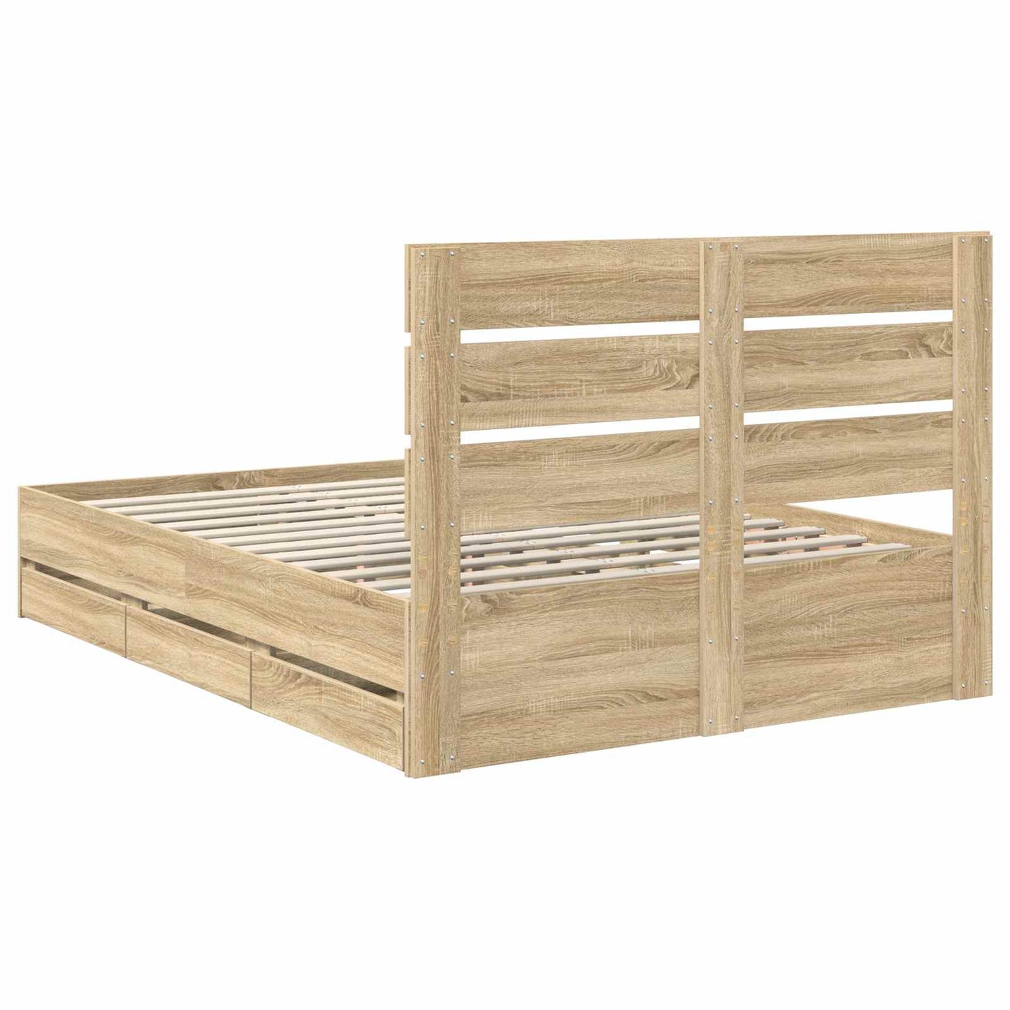 vidaXL Bed Frame with Drawer Sonoma Oak 160 x 200 cm Engineer Wood