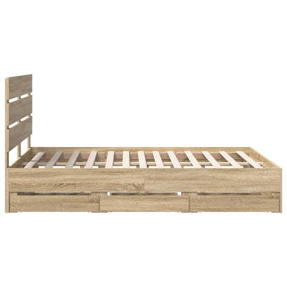 vidaXL Bed Frame with Drawer Sonoma Oak 160 x 200 cm Engineer Wood
