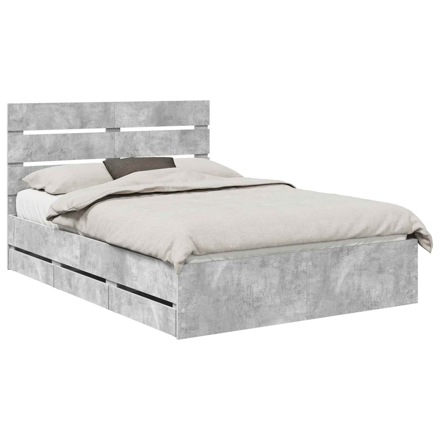 vidaXL Bed Frame with Drawer Concrete Grey 160 x 200 cm Engineer Wood
