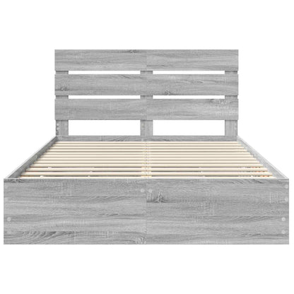 vidaXL Bed Frame with Drawer Grey Sonoma 160 x 200 cm Engineer Wood