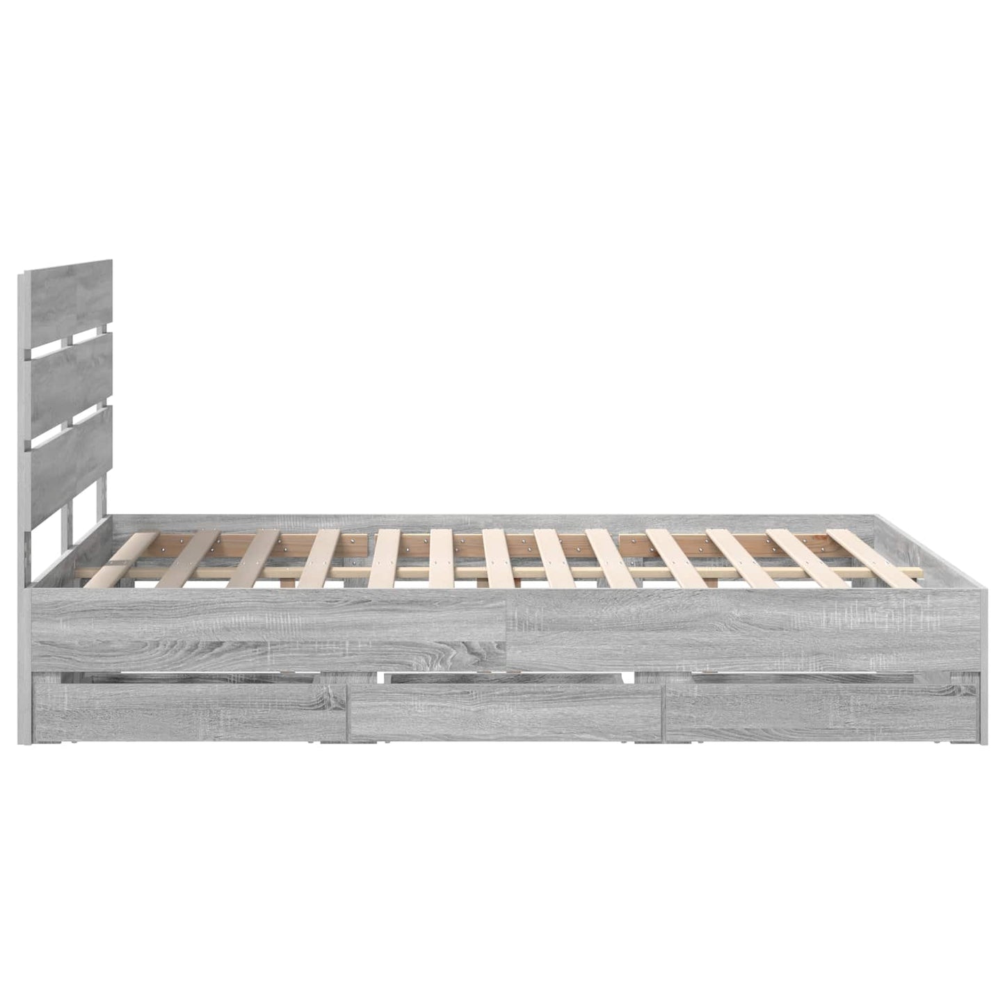 vidaXL Bed Frame with Drawer Grey Sonoma 160 x 200 cm Engineer Wood