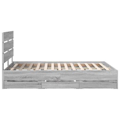 vidaXL Bed Frame with Drawer Grey Sonoma 160 x 200 cm Engineer Wood