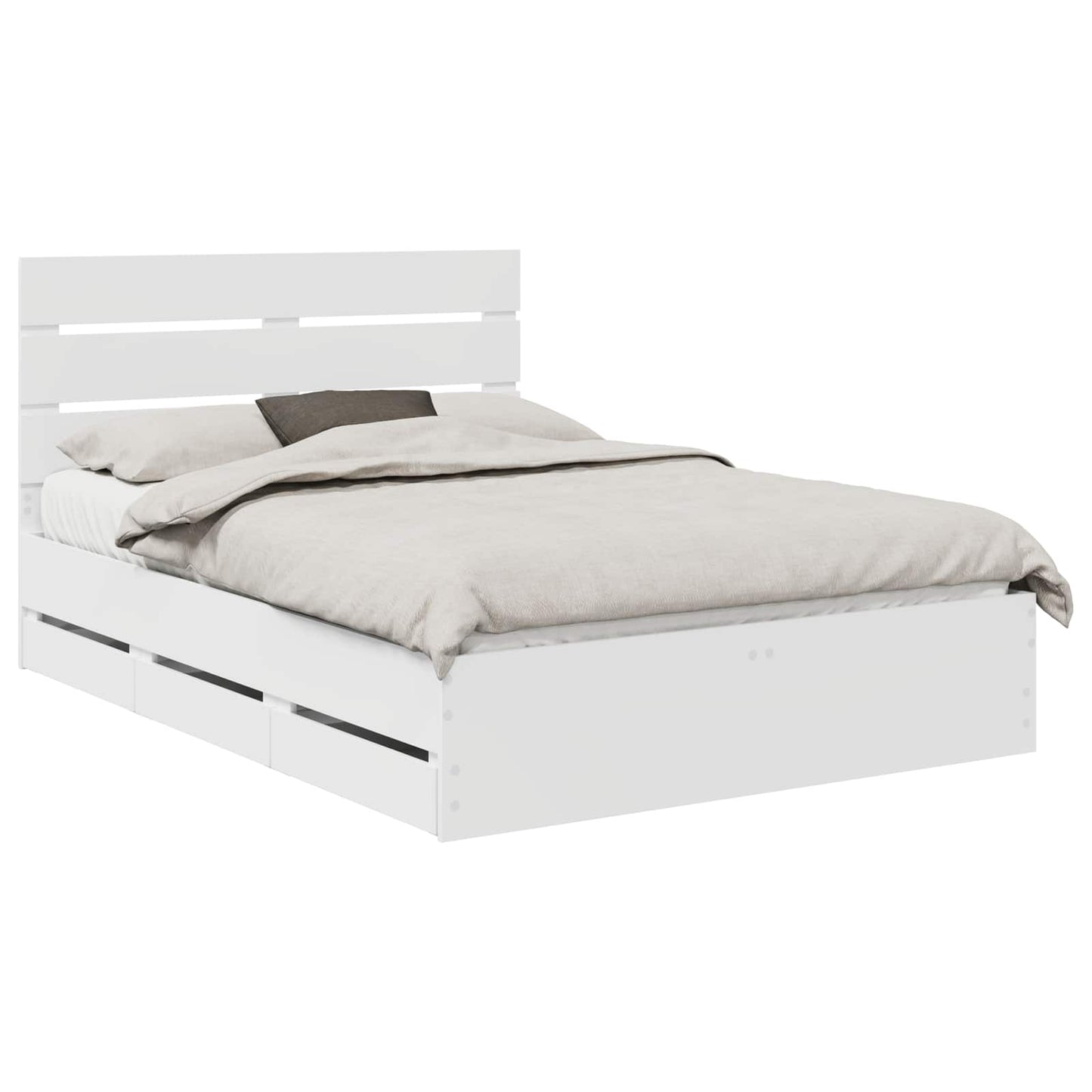 vidaXL Bed Frame with Drawer White 150 x 200 cm Engineer Wood