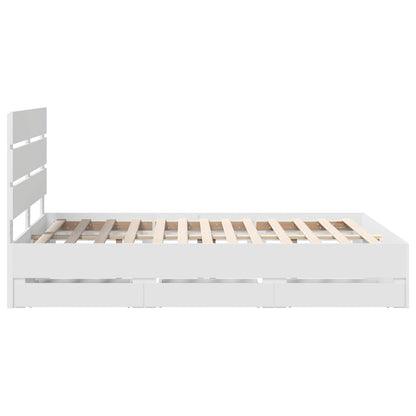 vidaXL Bed Frame with Drawer White 150 x 200 cm Engineer Wood