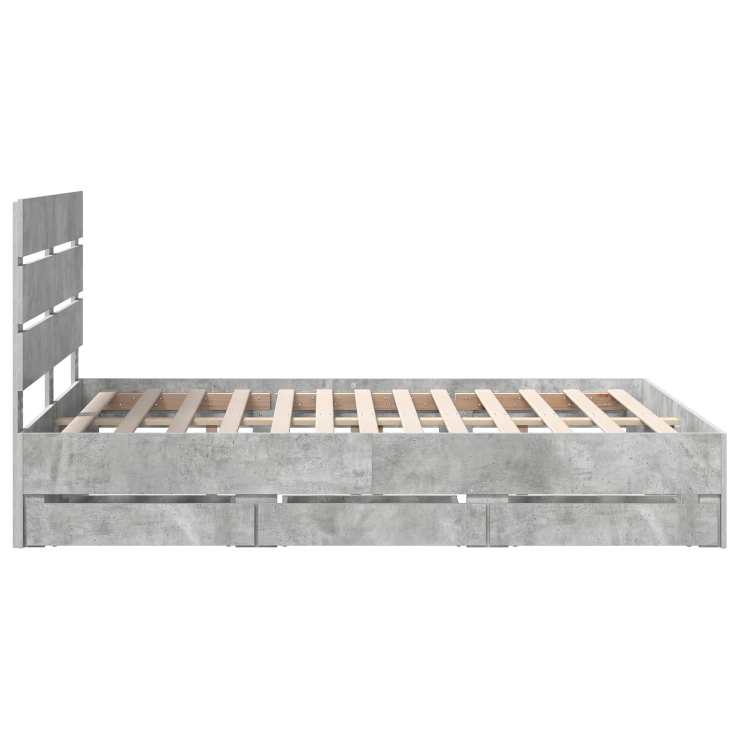 vidaXL Bed Frame with Drawer Concrete Grey 140 x 200 cm Engineer Wood