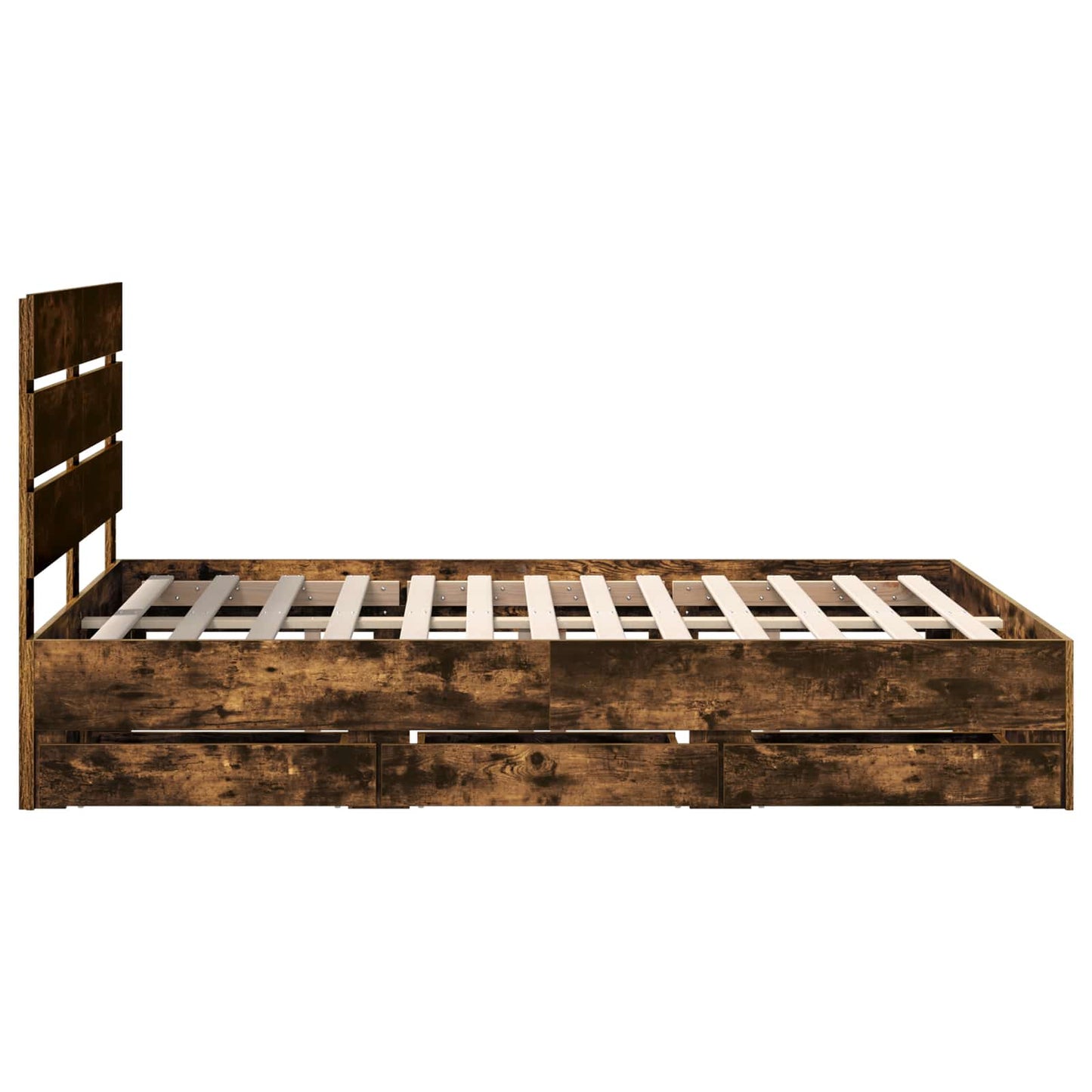 vidaXL Bed Frame with Drawer Smoked Oak 140 x 200 cm Engineer Wood