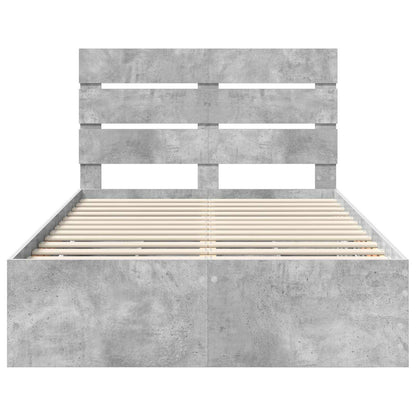 vidaXL Bed Frame with Drawer Concrete Grey 135 x 190 cm Engineer Wood