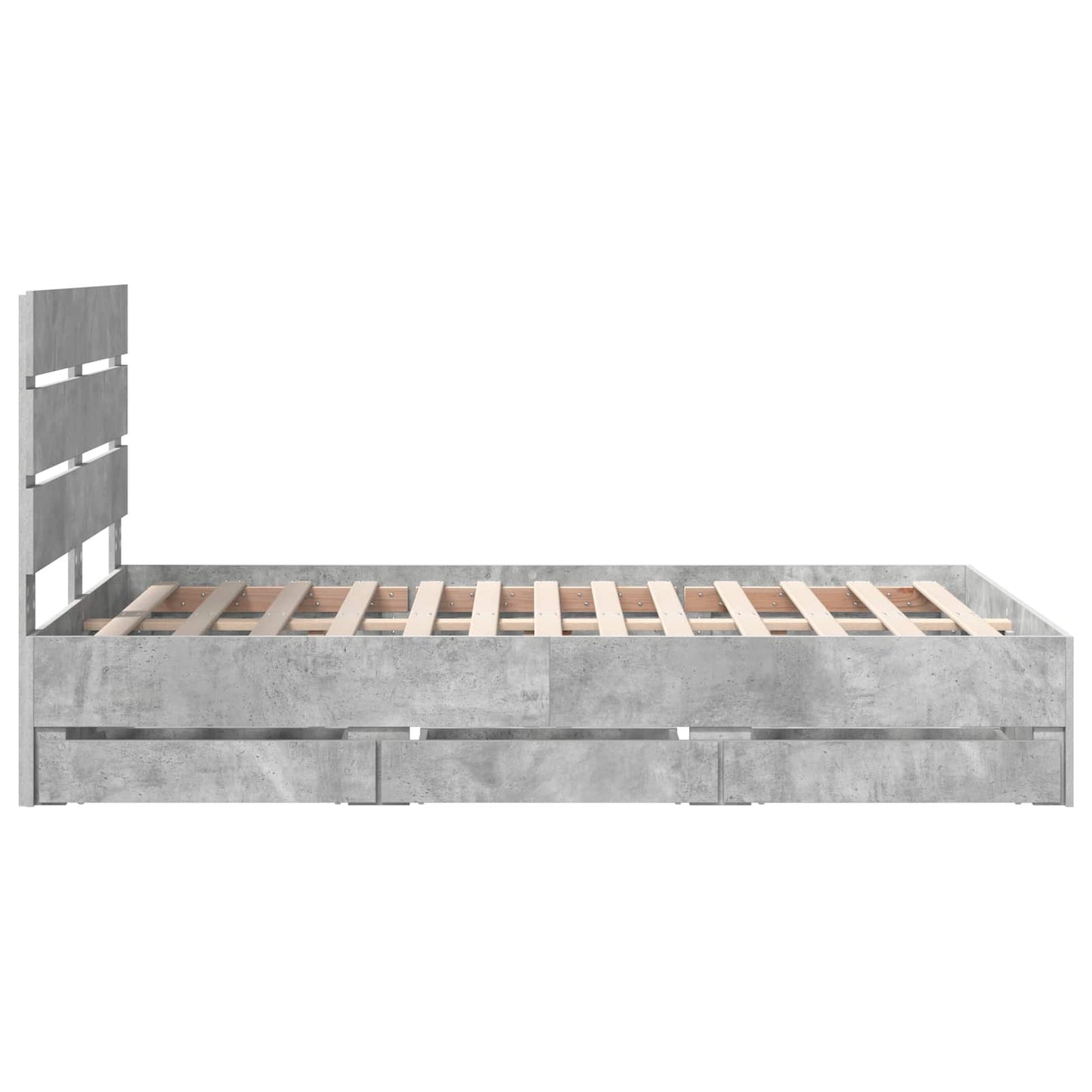 vidaXL Bed Frame with Drawer Concrete Grey 135 x 190 cm Engineer Wood