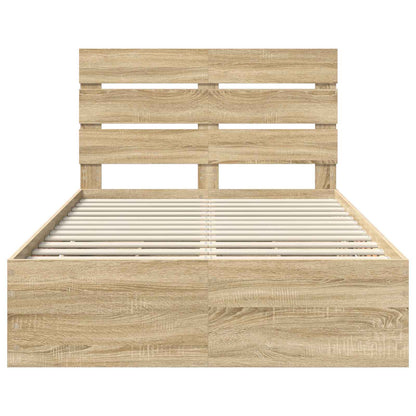 vidaXL Bed Frame with Drawer Sonoma Oak 120 x 200 cm Engineer Wood
