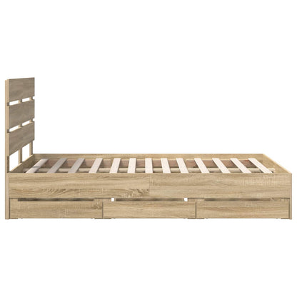 vidaXL Bed Frame with Drawer Sonoma Oak 120 x 200 cm Engineer Wood