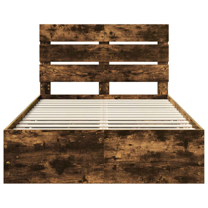 vidaXL Bed Frame with Drawer Smoked Oak 120 x 200 cm Engineer Wood