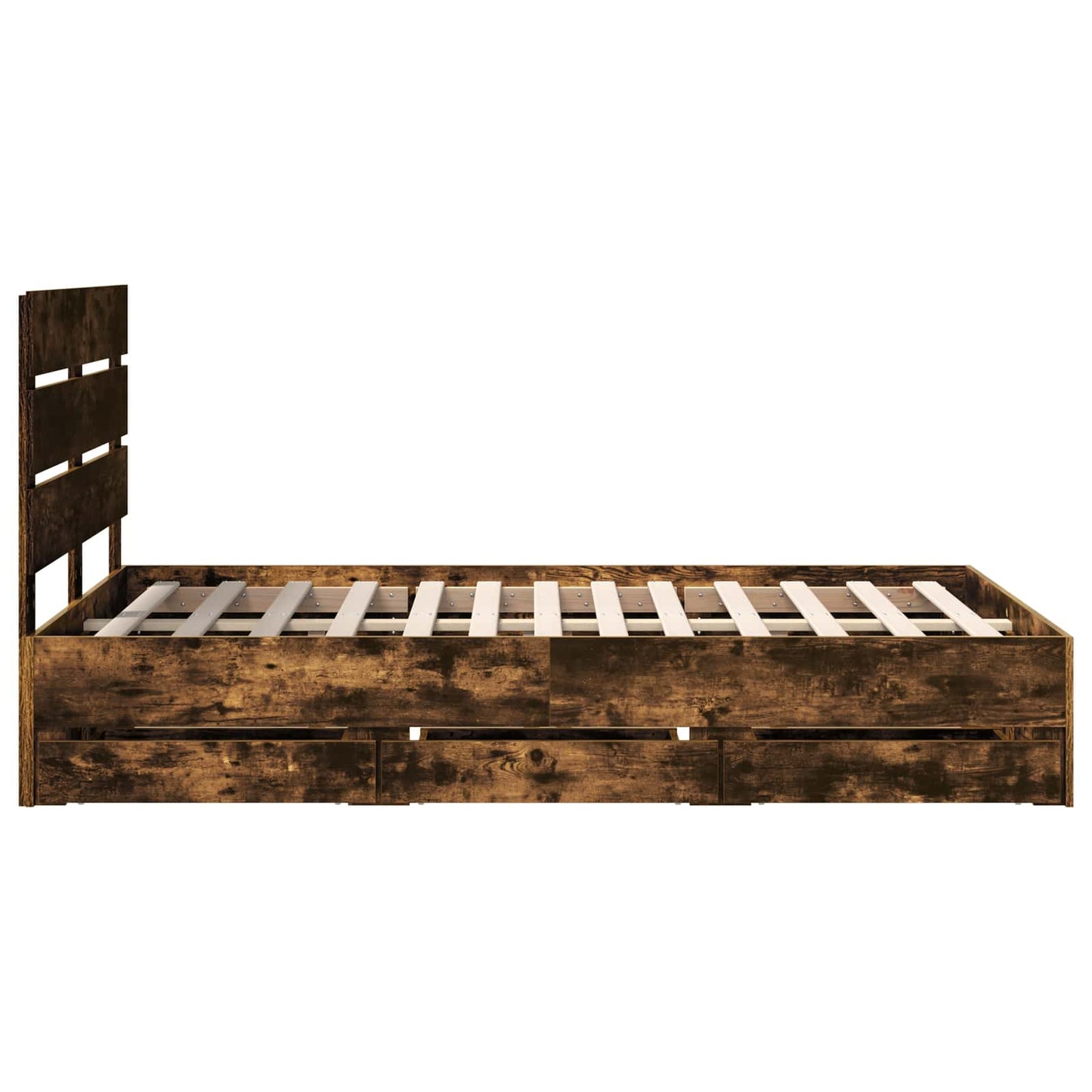 vidaXL Bed Frame with Drawer Smoked Oak 120 x 200 cm Engineer Wood