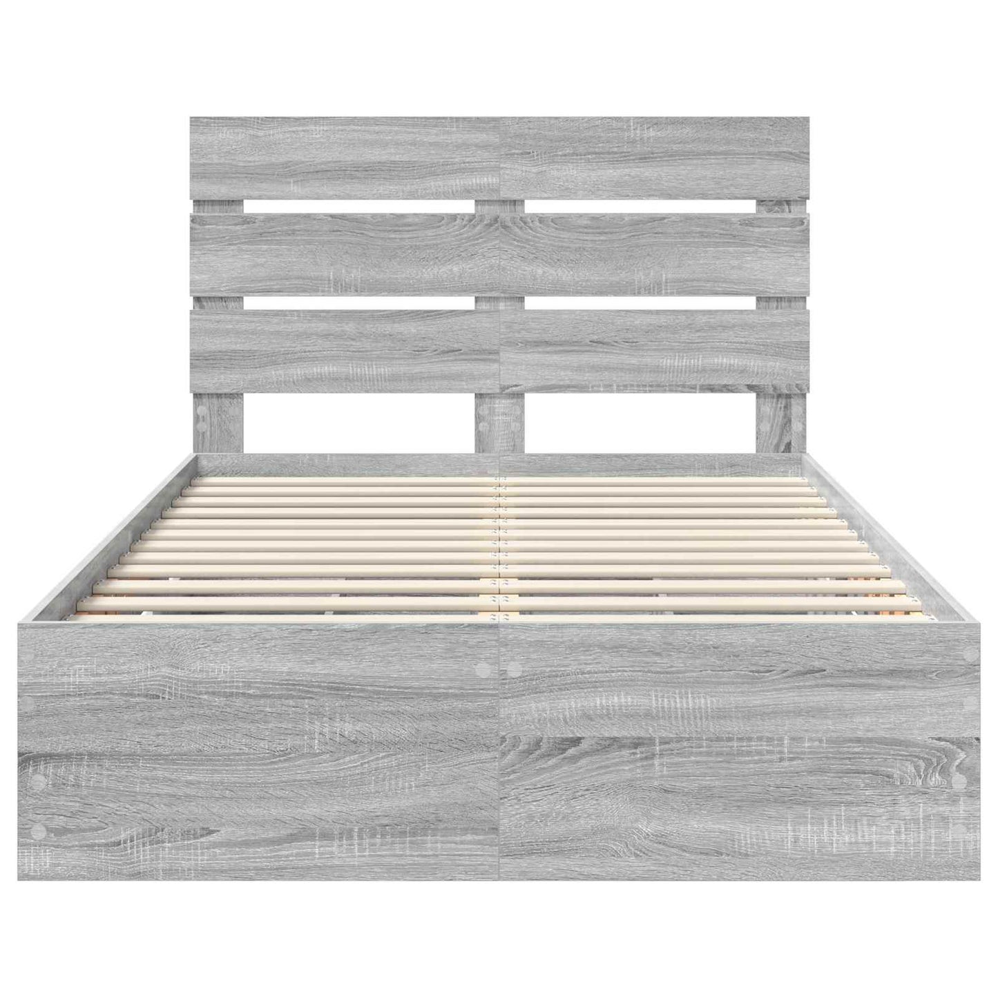 vidaXL Bed Frame with Drawer Grey Sonoma 120 x 190 cm Engineer Wood
