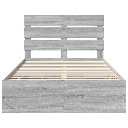 vidaXL Bed Frame with Drawer Grey Sonoma 120 x 190 cm Engineer Wood