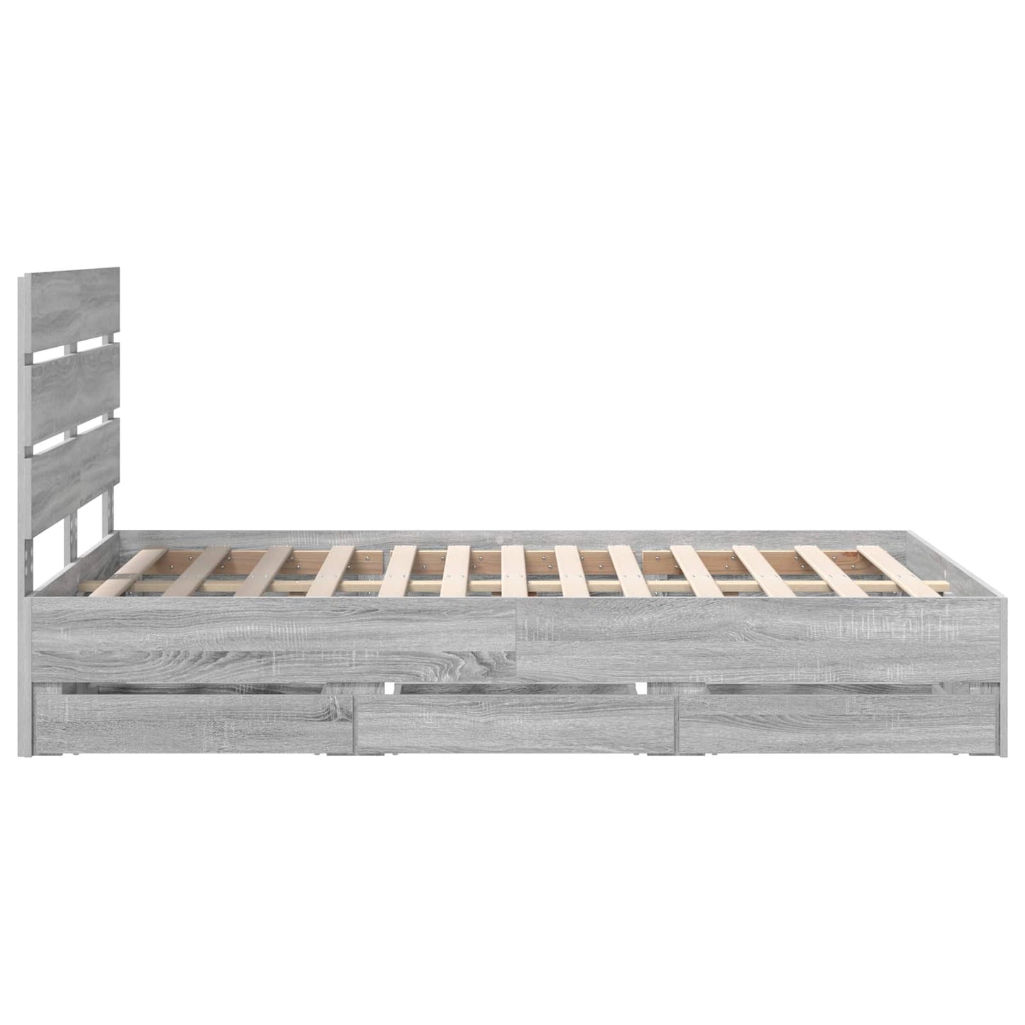 vidaXL Bed Frame with Drawer Grey Sonoma 120 x 190 cm Engineer Wood