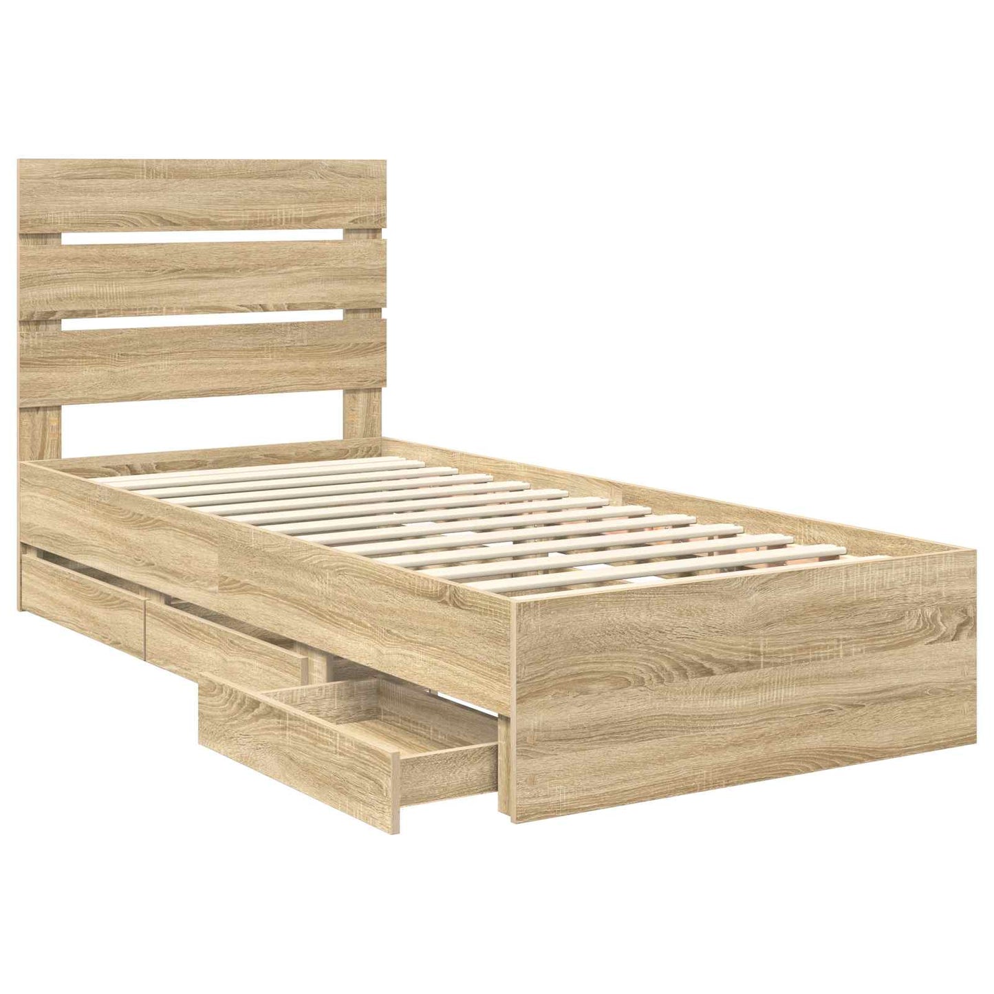 vidaXL Bed Frame with Drawer Sonoma Oak 100 x 200 cm Engineer Wood