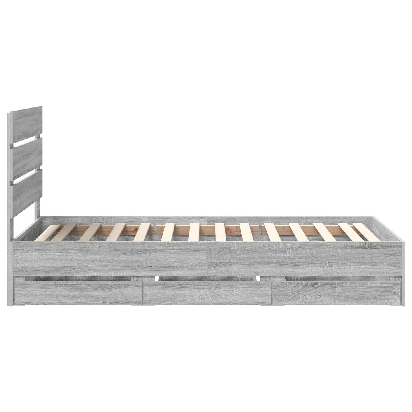 vidaXL Bed Frame with Drawer Grey Sonoma 100 x 200 cm Engineer Wood