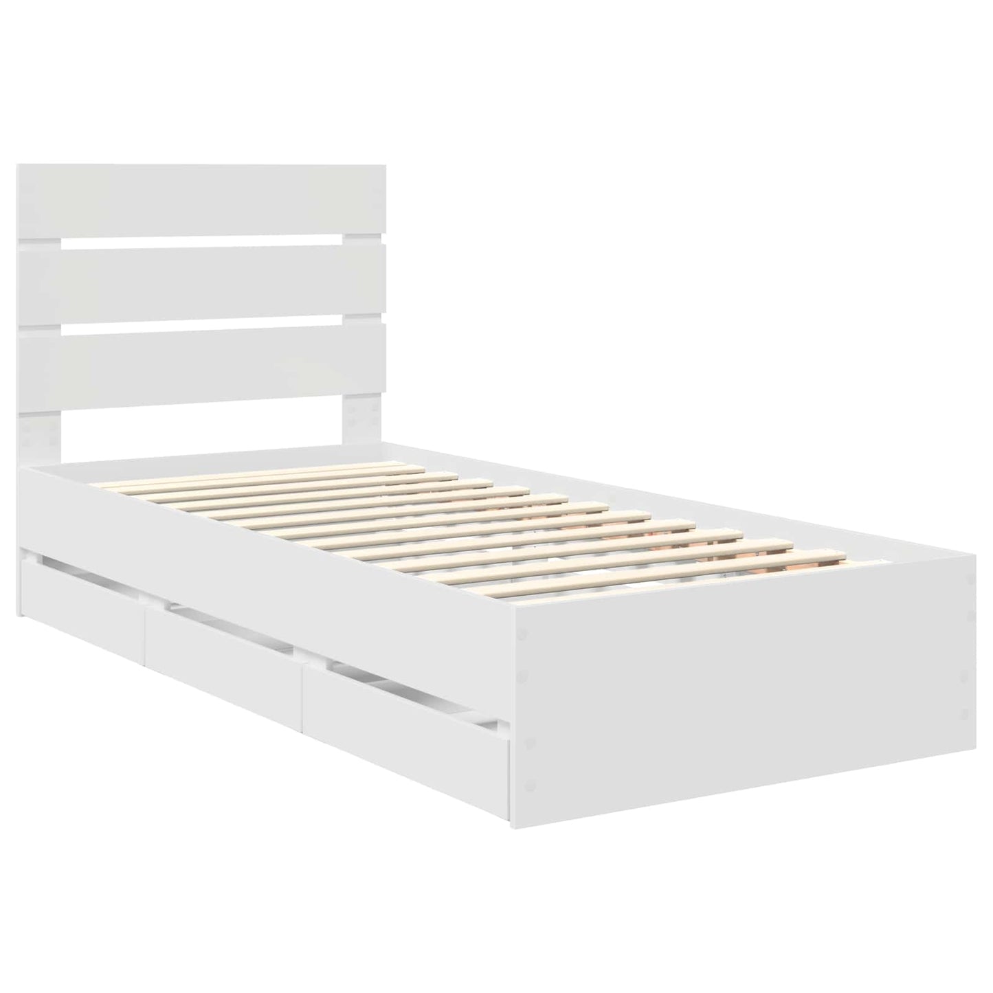 vidaXL Bed Frame with Drawer White 90 x 200 cm Engineer Wood