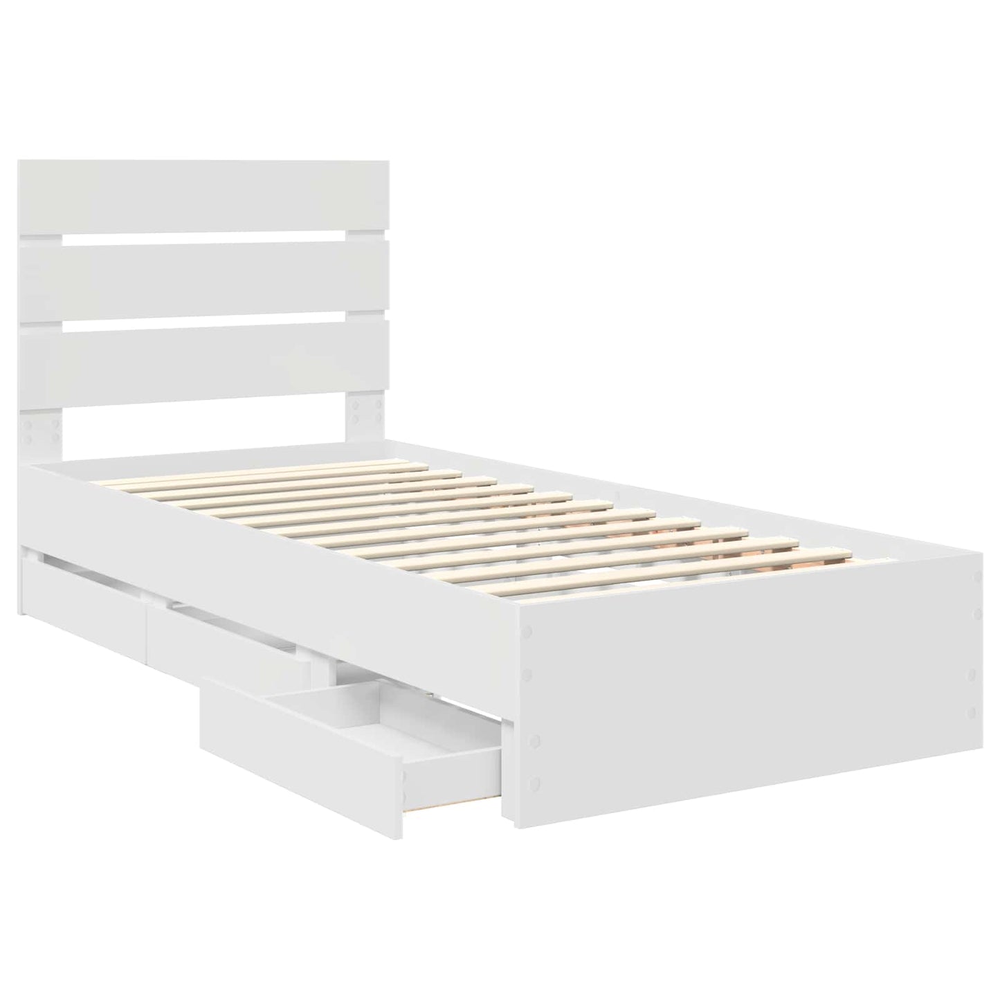 vidaXL Bed Frame with Drawer White 90 x 200 cm Engineer Wood