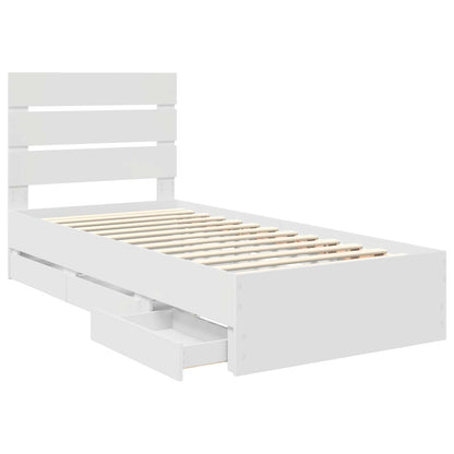 vidaXL Bed Frame with Drawer White 90 x 200 cm Engineer Wood