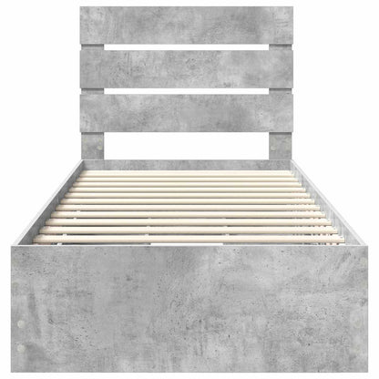 vidaXL Bed Frame with Drawer Concrete Grey 90 x 200 cm Engineer Wood