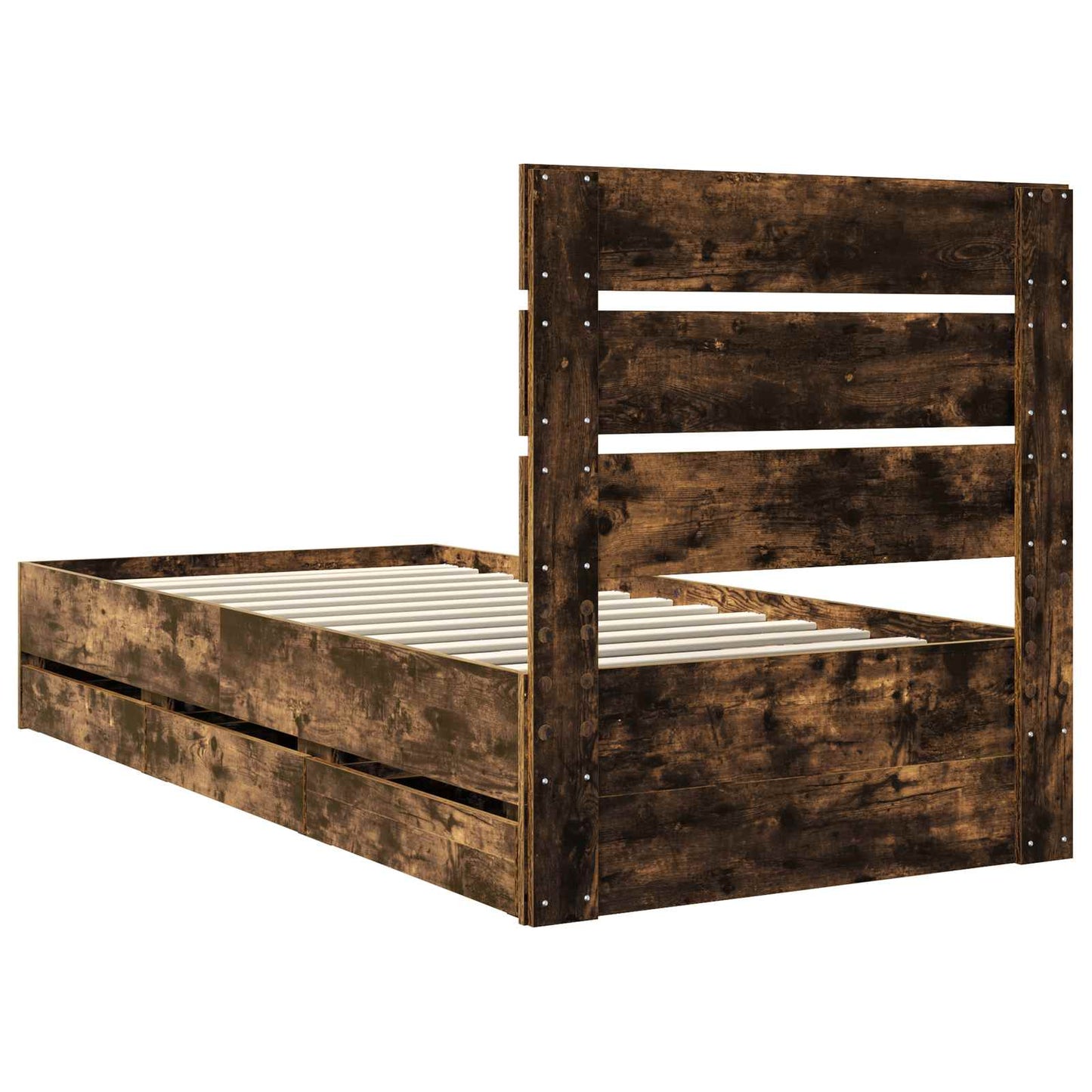 vidaXL Bed Frame with Drawer Smoked Oak 90 x 200 cm Engineer Wood