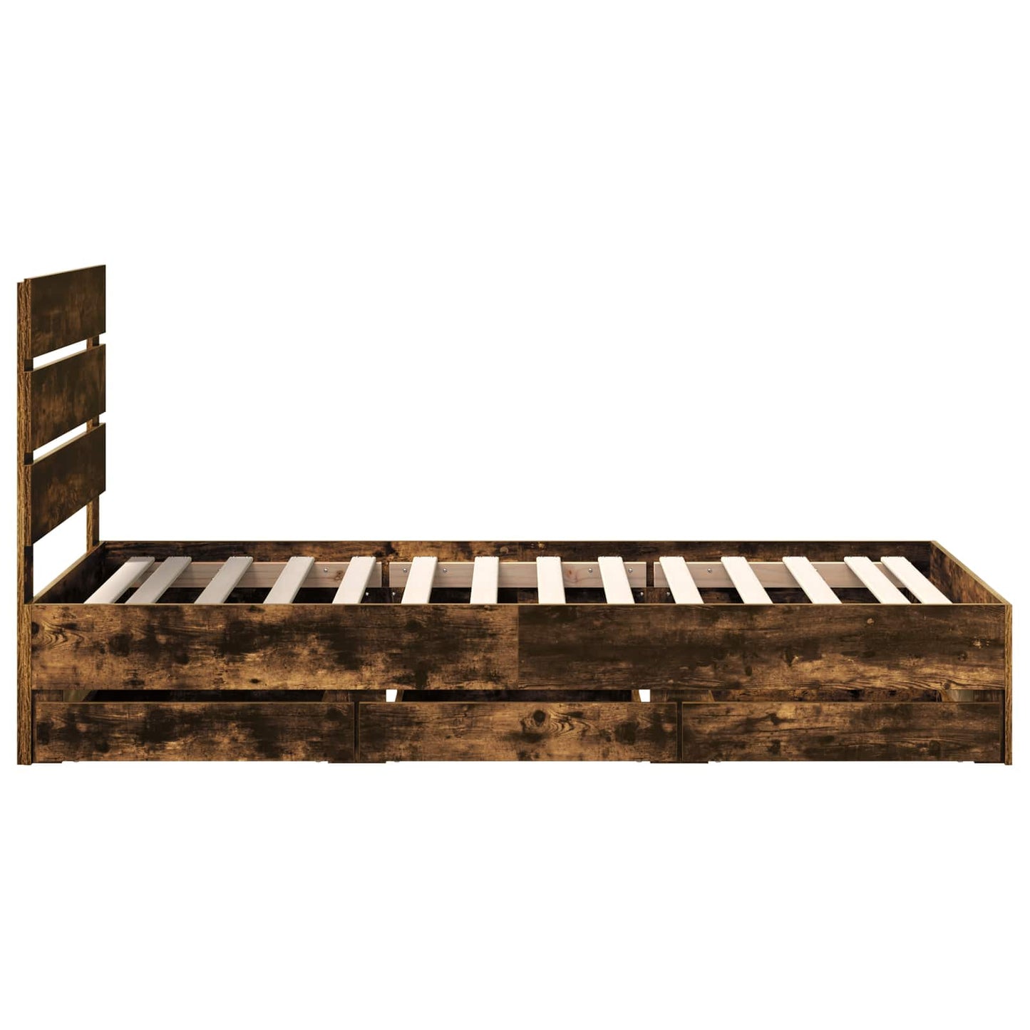 vidaXL Bed Frame with Drawer Smoked Oak 90 x 200 cm Engineer Wood