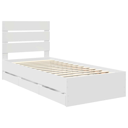 vidaXL Bed Frame with Drawer White 90 x 190 cm Engineer Wood