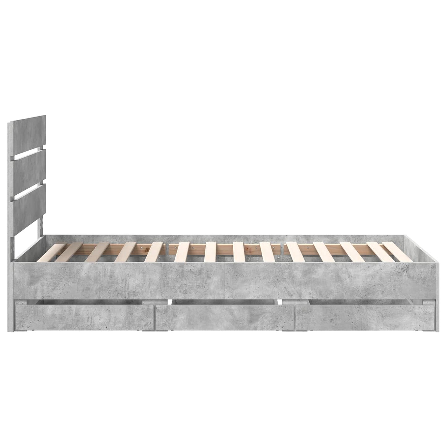 vidaXL Bed Frame with Drawer Concrete Grey 90 x 190 cm Engineer Wood