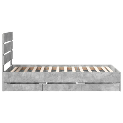 vidaXL Bed Frame with Drawer Concrete Grey 90 x 190 cm Engineer Wood