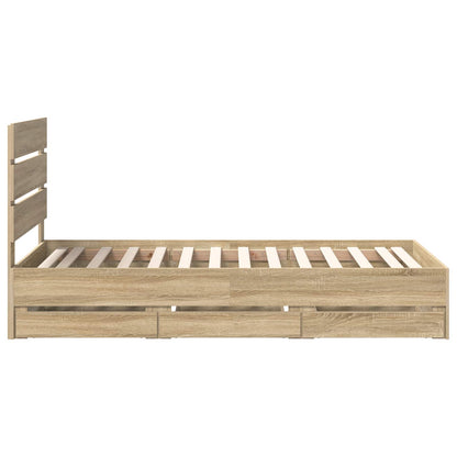 vidaXL Bed Frame with Drawer Sonoma Oak 75 x 190 cm Engineer Wood