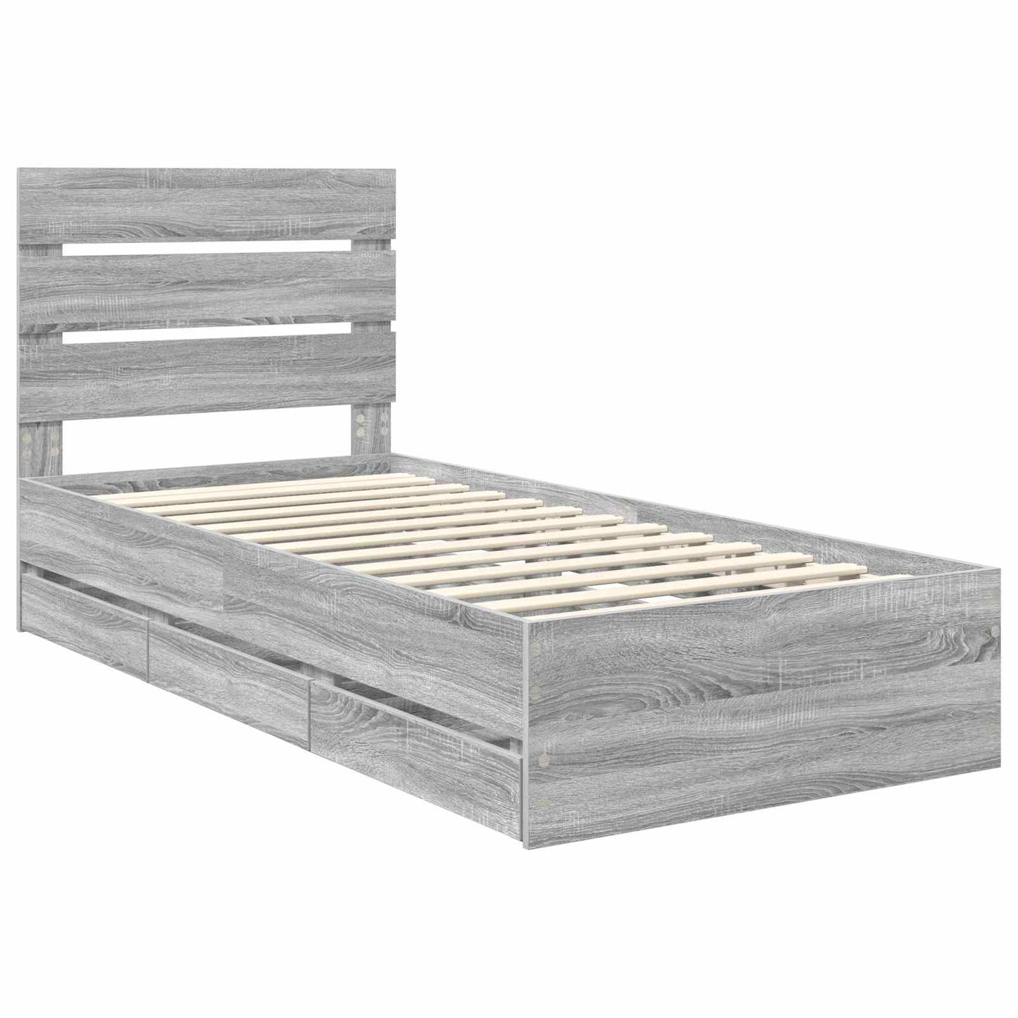 vidaXL Bed Frame with Drawer Grey Sonoma 75 x 190 cm Engineer Wood