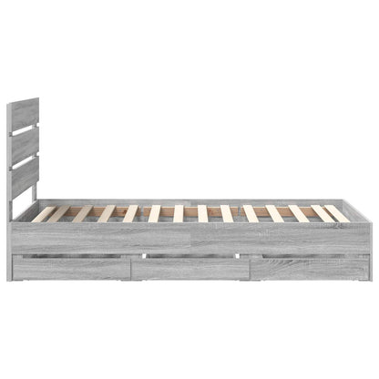 vidaXL Bed Frame with Drawer Grey Sonoma 75 x 190 cm Engineer Wood