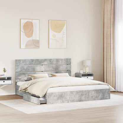 vidaXL Storage Bed Concrete Grey 200 x 200 cm Engineered Wood