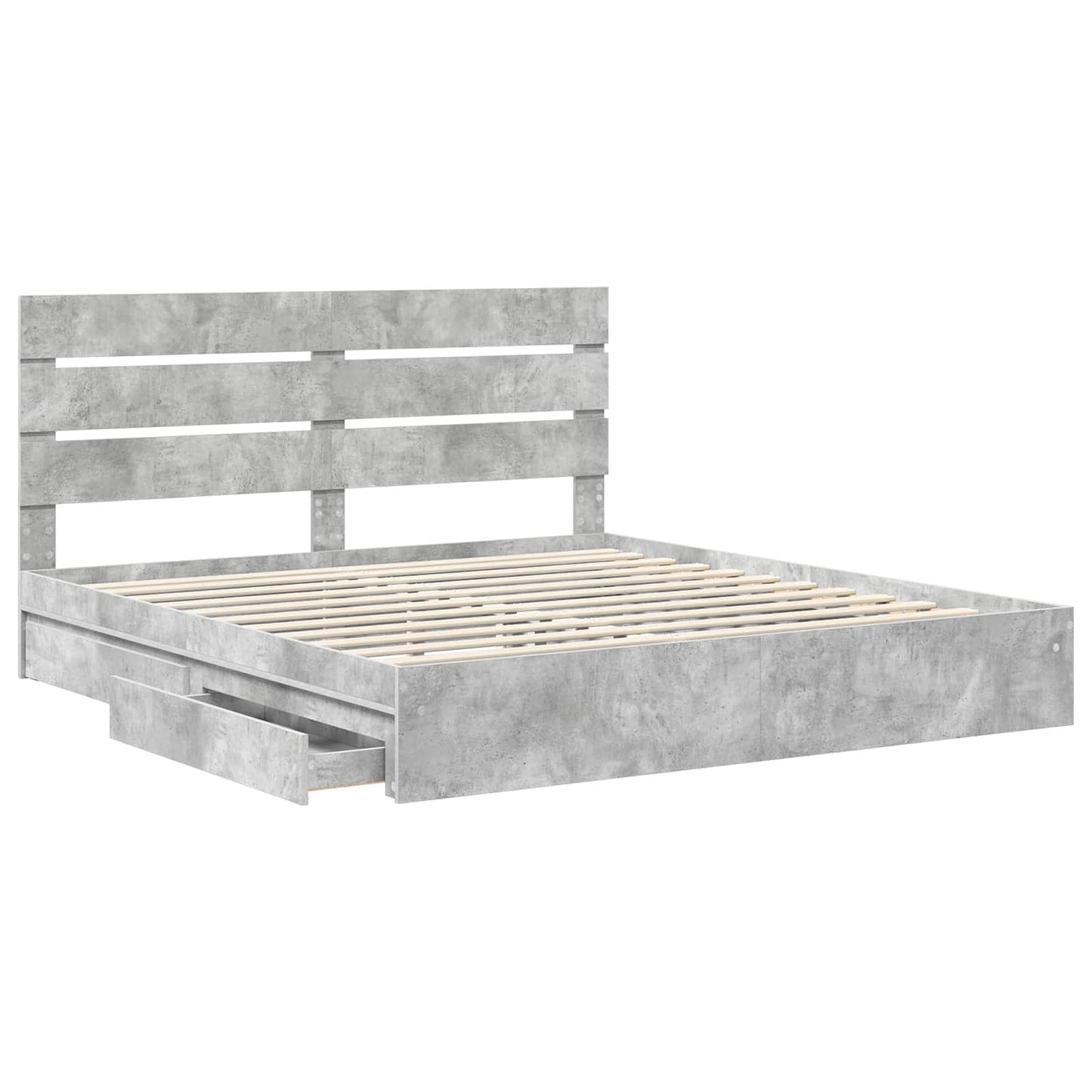 vidaXL Storage Bed Concrete Grey 200 x 200 cm Engineered Wood