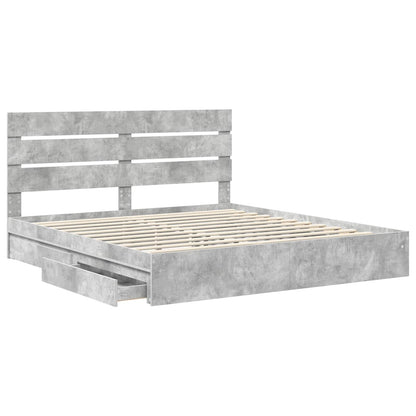 vidaXL Storage Bed Concrete Grey 200 x 200 cm Engineered Wood