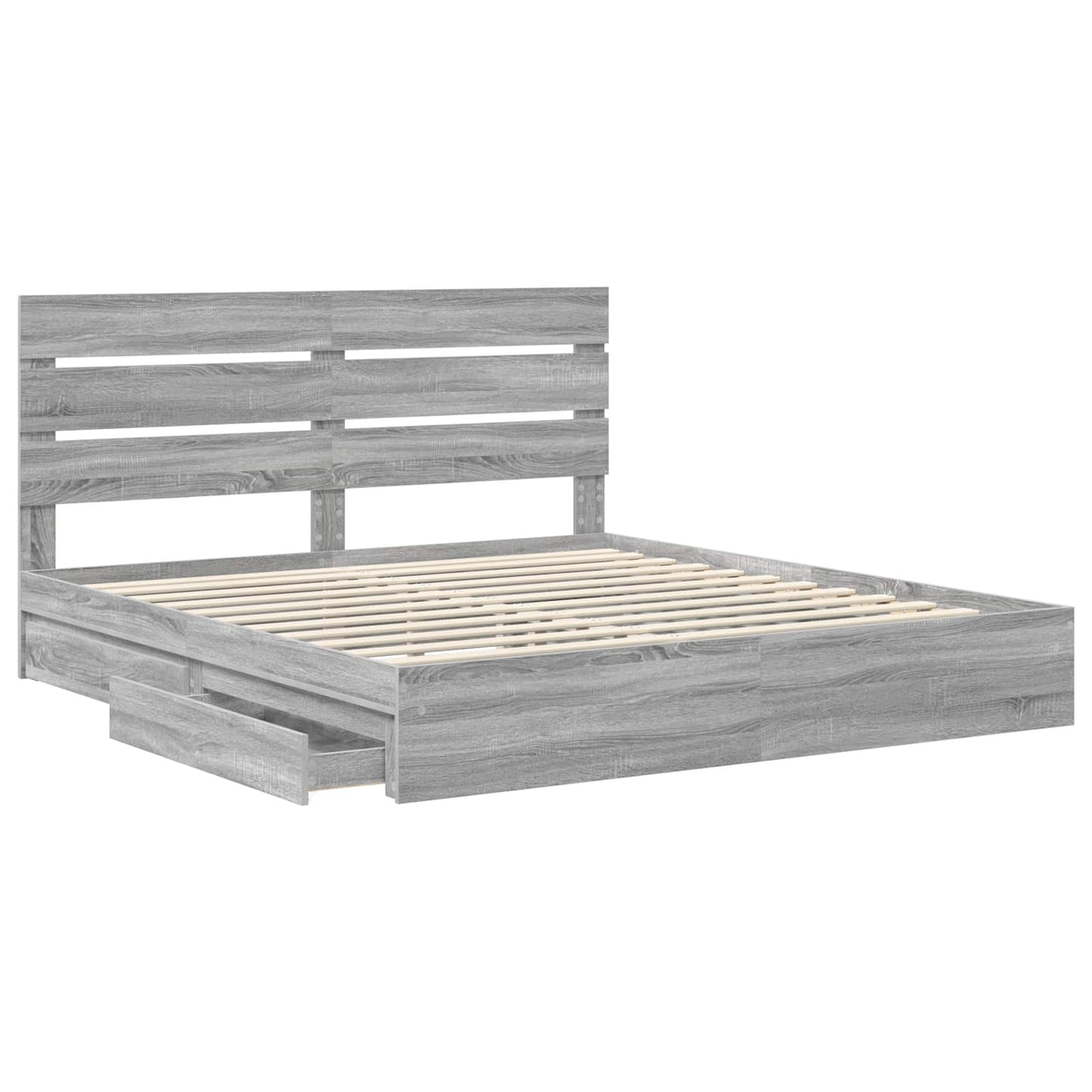 vidaXL Storage Bed Grey Sonoma 200 x 200 cm Engineered Wood