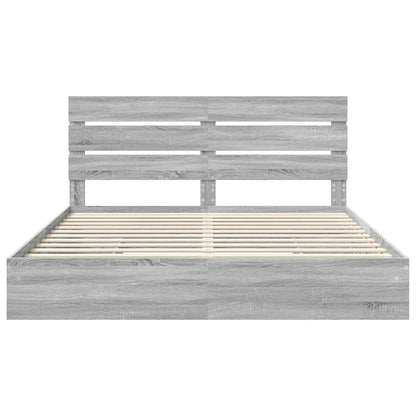 vidaXL Storage Bed Grey Sonoma 200 x 200 cm Engineered Wood