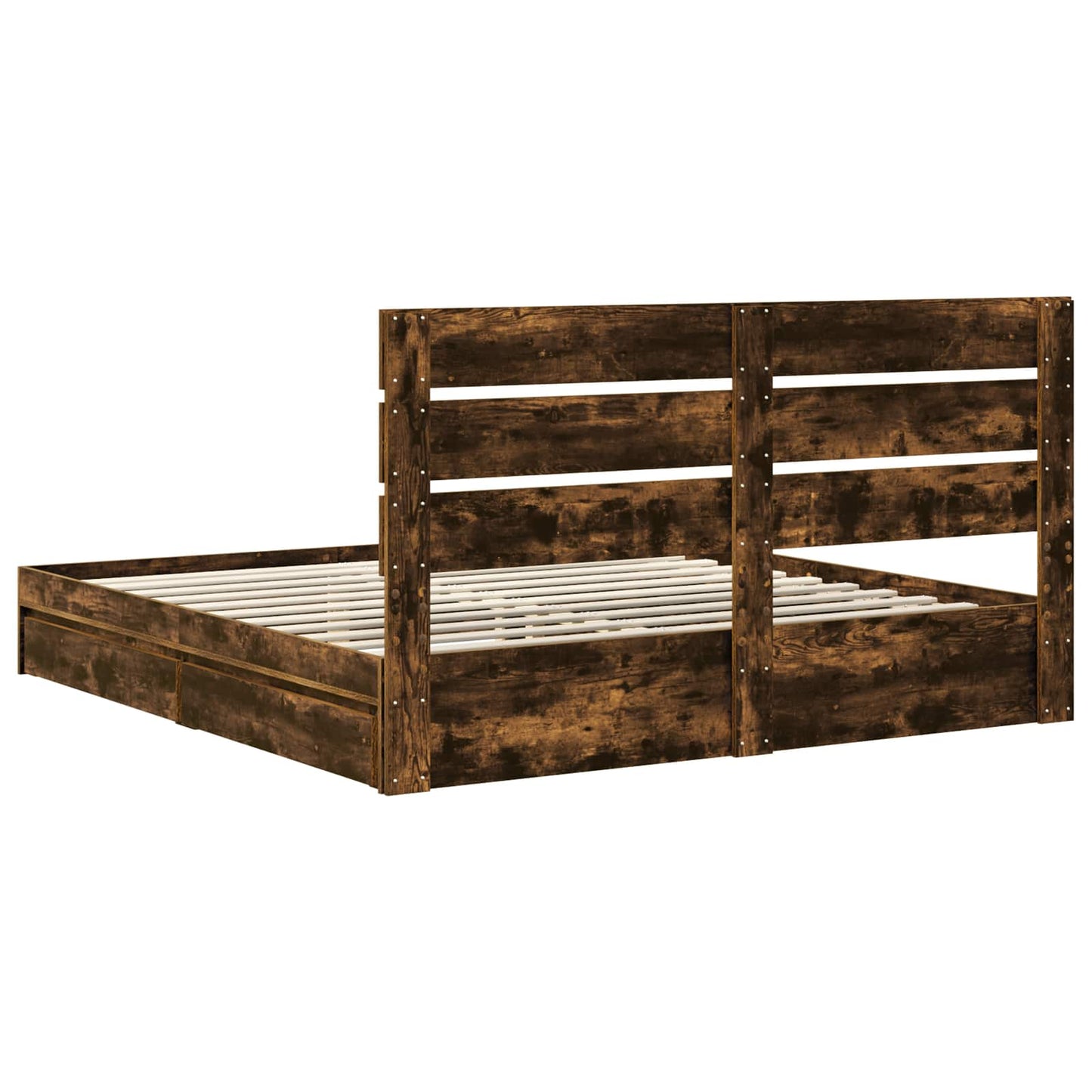 vidaXL Storage Bed with Drawer Smoked Oak 180 x 200 cm Engineered Wood