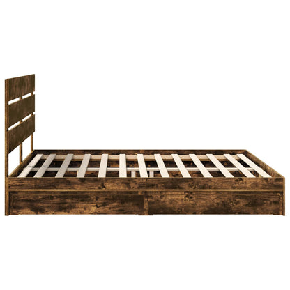 vidaXL Storage Bed with Drawer Smoked Oak 180 x 200 cm Engineered Wood